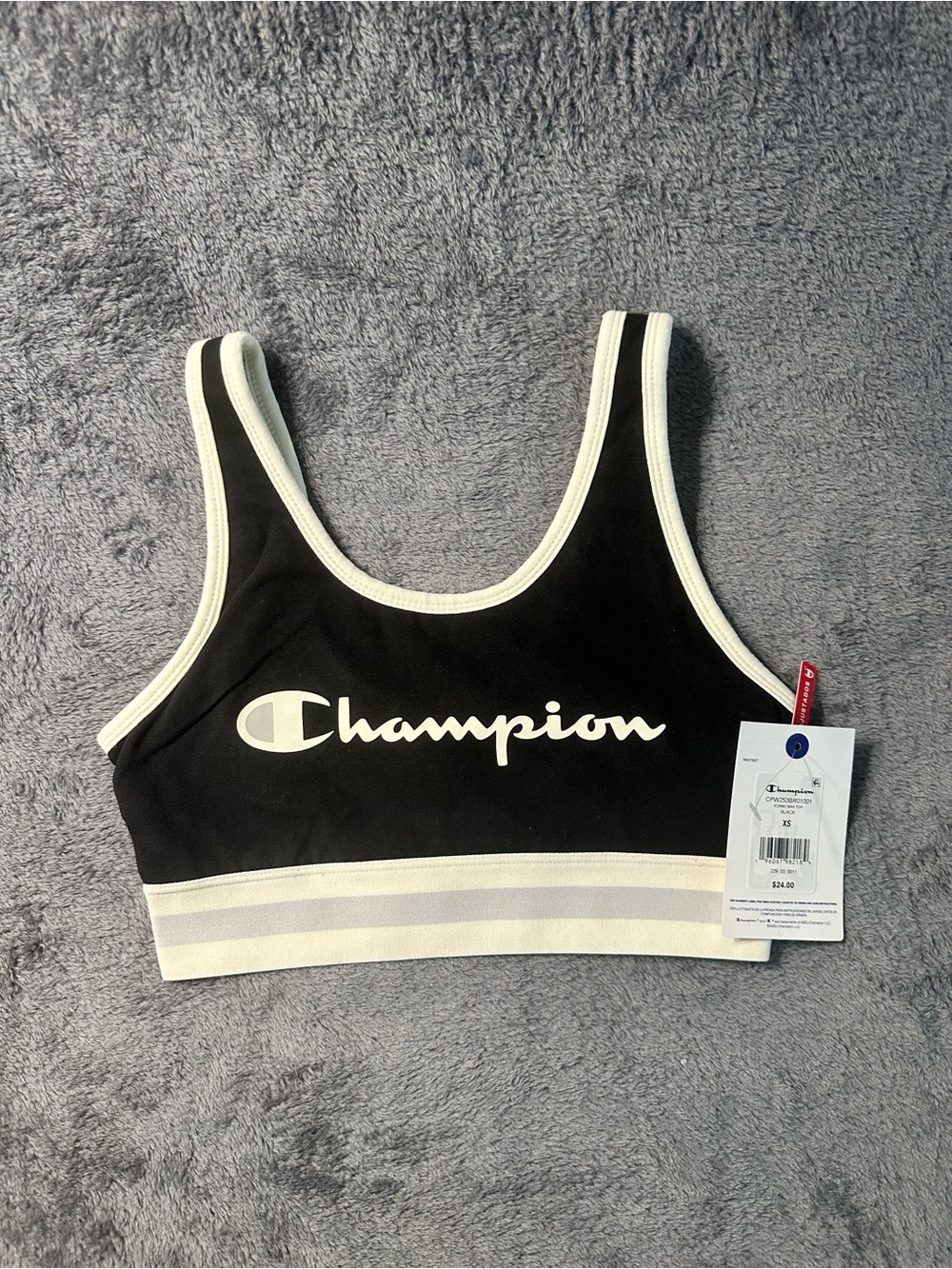Champion Black & White Logo Crop Sports Bra